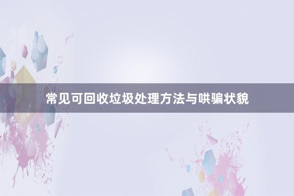 常见可回收垃圾处理方法与哄骗状貌